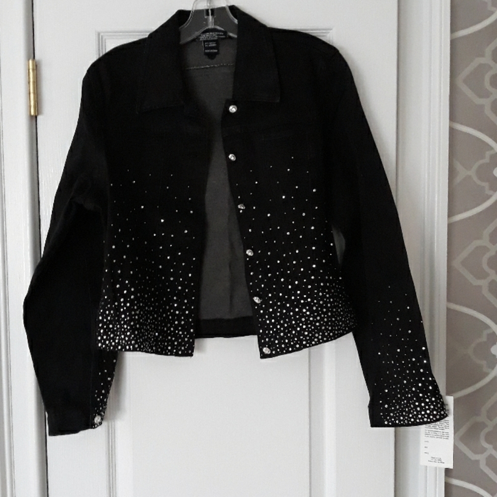 Black denim pant and jacket, size 4, LAST ONE - Picture 3 of 9